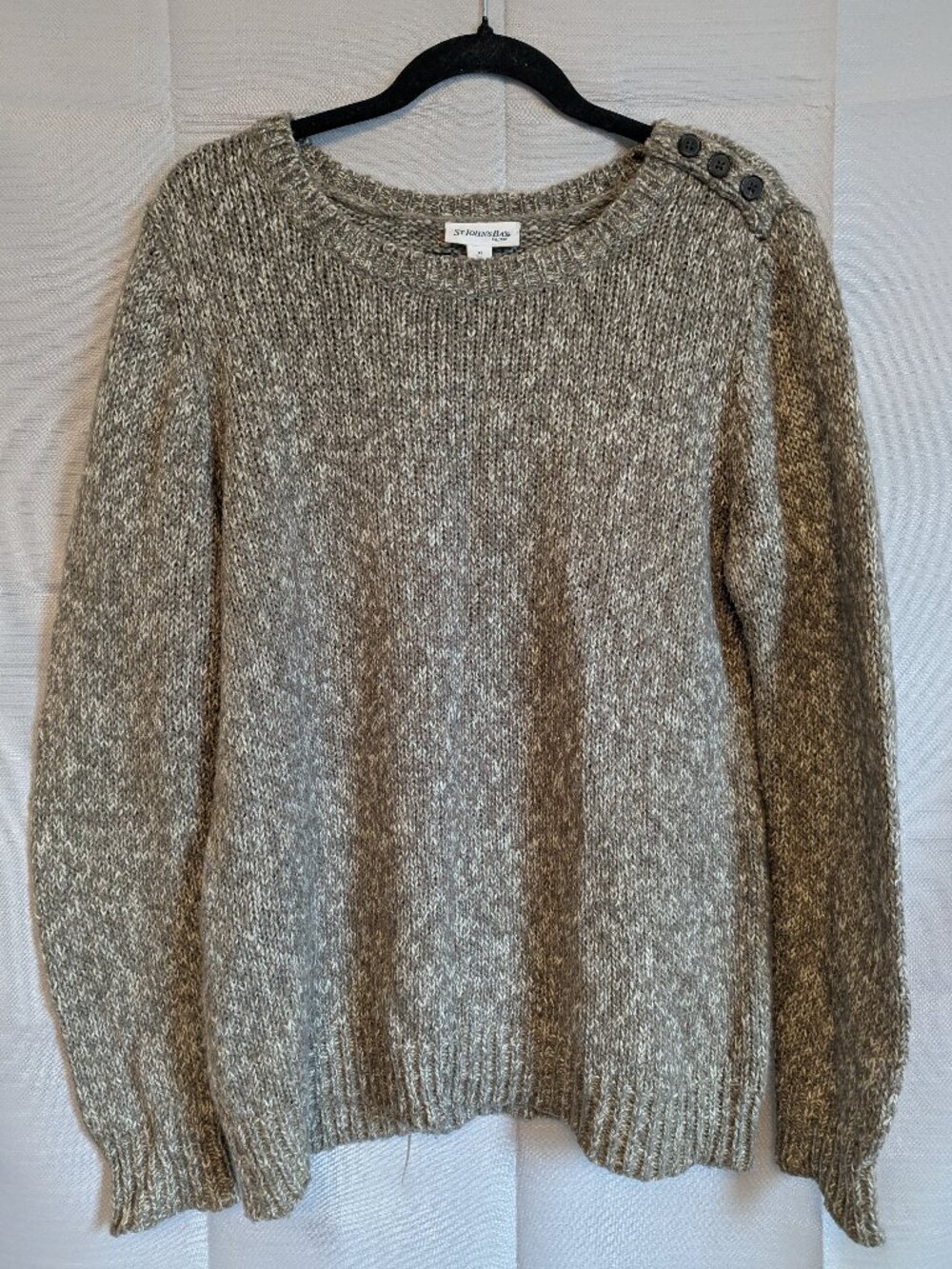 St. John’s Bay Marled Knit Pullover Sweater - Button Shoulder Accent - Size XL